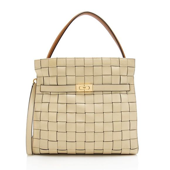 Tory Burch Handbags - Tory Burch Leather Lee Radziwill Woven Double Satchel